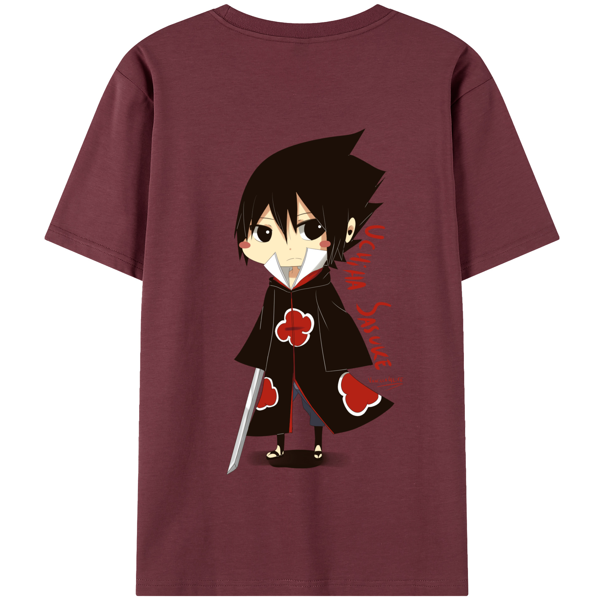 （画像用） NARUTO -ナルト- うちは サスケ Uchiha Sasuke 綿100％半袖Tシャツ（背面プリント）